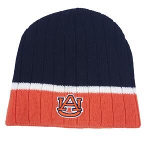 Auburn University Beanie Winter Hat Blue Orange Unisex One Size